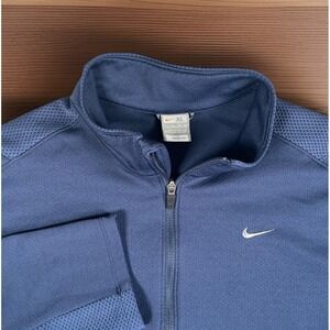 Vintage Nike Fit Dry‎ Full Zip Jacket Mens XL Navy Gym Track Top Y2K Classic-EUC